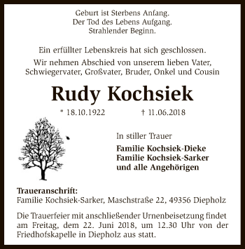 Todesanzeige von Rudy Kochsiek von SYK