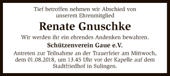 Todesanzeige von Renate Gnuschke von SYK