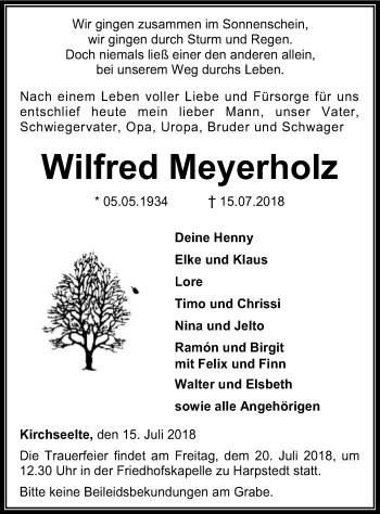 Todesanzeige von Wilfred Meyerholz von SYK