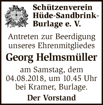 Todesanzeige von Georg Helmsmüller von SYK