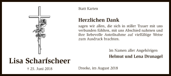 Todesanzeige von Lisa Scharfscheer von SYK