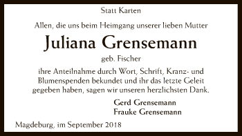 Todesanzeige von Juliana Grensemann von SYK