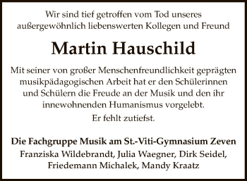Todesanzeige von Martin Hauschild von SYK