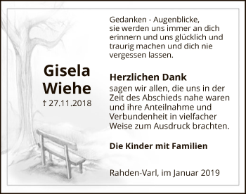 Todesanzeige von Gisela Wiehe von SYK