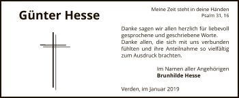 Todesanzeige von Günter Hesse von SYK