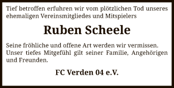 Todesanzeige von Ruben Scheele von SYK
