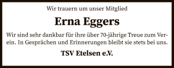 Todesanzeige von Erna Eggers von SYK