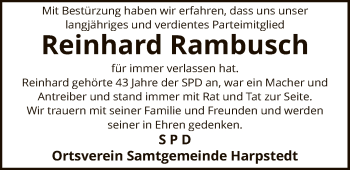 Todesanzeige von Reinhard Rambusch von SYK