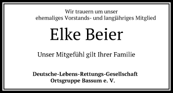 Todesanzeige von Elke Beier von SYK