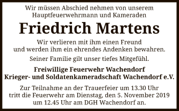 Todesanzeige von Friedrich Martens von SYK