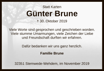 Todesanzeige von Günter Brune von SYK