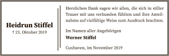 Todesanzeige von Heidrun Stiffel von SYK