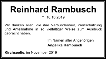 Todesanzeige von Reinhard Rambusch von SYK