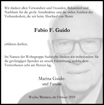 Todesanzeige von Fabio F. Guido von SYK