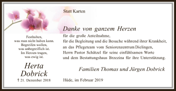 Todesanzeige von Herta Dobrick von SYK