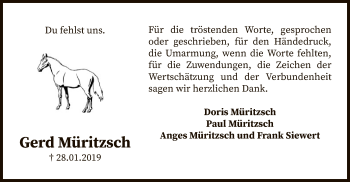 Todesanzeige von Gerd Müritzsch von SYK
