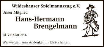 Todesanzeige von Hans-Hermann Brengelmann von SYK