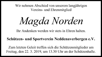 Todesanzeige von Magda Norden von SYK