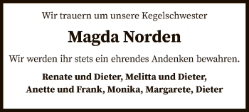 Todesanzeige von Magda Norden von SYK
