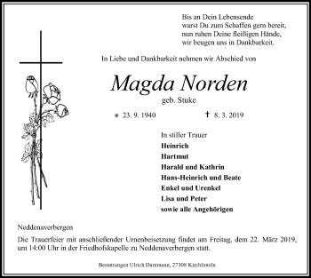 Todesanzeige von Magda Norden von SYK