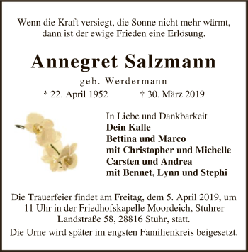 Todesanzeige von Annegret Salzmann von SYK