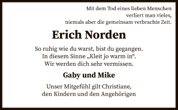 Todesanzeige von Erich Norden von SYK