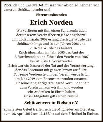 Todesanzeige von Erich Norden von SYK