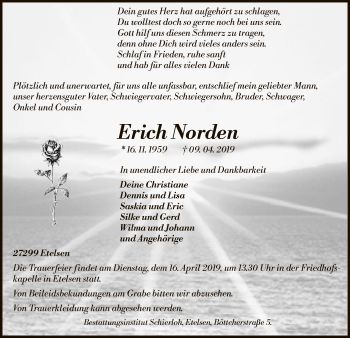 Todesanzeige von Erich Norden von SYK