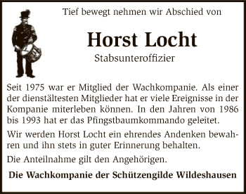 Todesanzeige von Horst Locht von SYK
