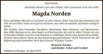 Todesanzeige von Magda Norden von SYK