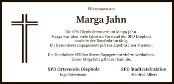 Todesanzeige von Marga Jahn von SYK
