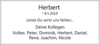Todesanzeige von Herbert  von SYK