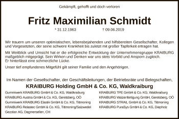 Todesanzeige von Fritz Maximilian Schmidt von SYK