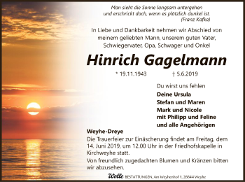 Todesanzeige von Hinrich Gagelmann von SYK