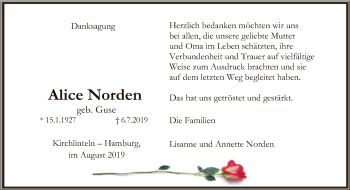 Todesanzeige von Alice Norden von SYK