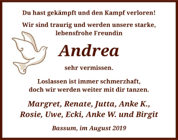 Todesanzeige von Andrea  von SYK