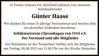 Todesanzeige von Günter Haase von SYK