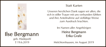 Todesanzeige von Ilse Bergmann von SYK
