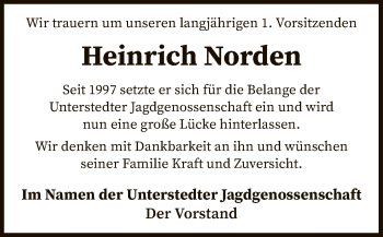 Todesanzeige von Heinrich Norden von SYK