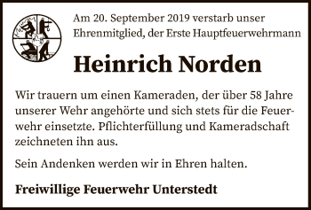 Todesanzeige von Heinrich Norden von SYK