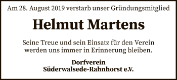Todesanzeige von Helmut Martens von SYK