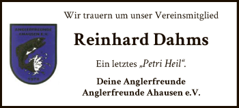 Todesanzeige von Reinhard Dahms von SYK