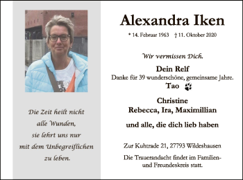 Todesanzeige von Alexandra Iken von SYK