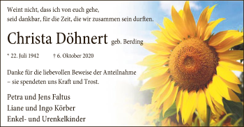 Todesanzeige von Christa Döhnert von SYK
