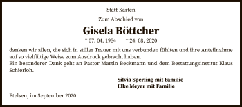 Todesanzeige von Gisela Böttcher von SYK