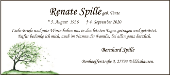 Todesanzeige von Renate Spille von SYK