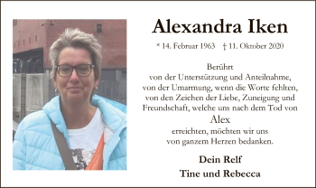 Todesanzeige von Alexandra Iken von SYK