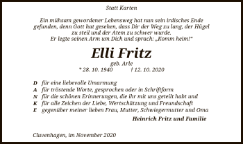 Todesanzeige von Elli Fritz von SYK