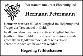 Todesanzeige von Hermann Petermann von SYK