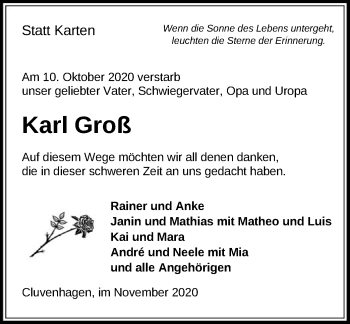 Todesanzeige von Karl Groß von SYK